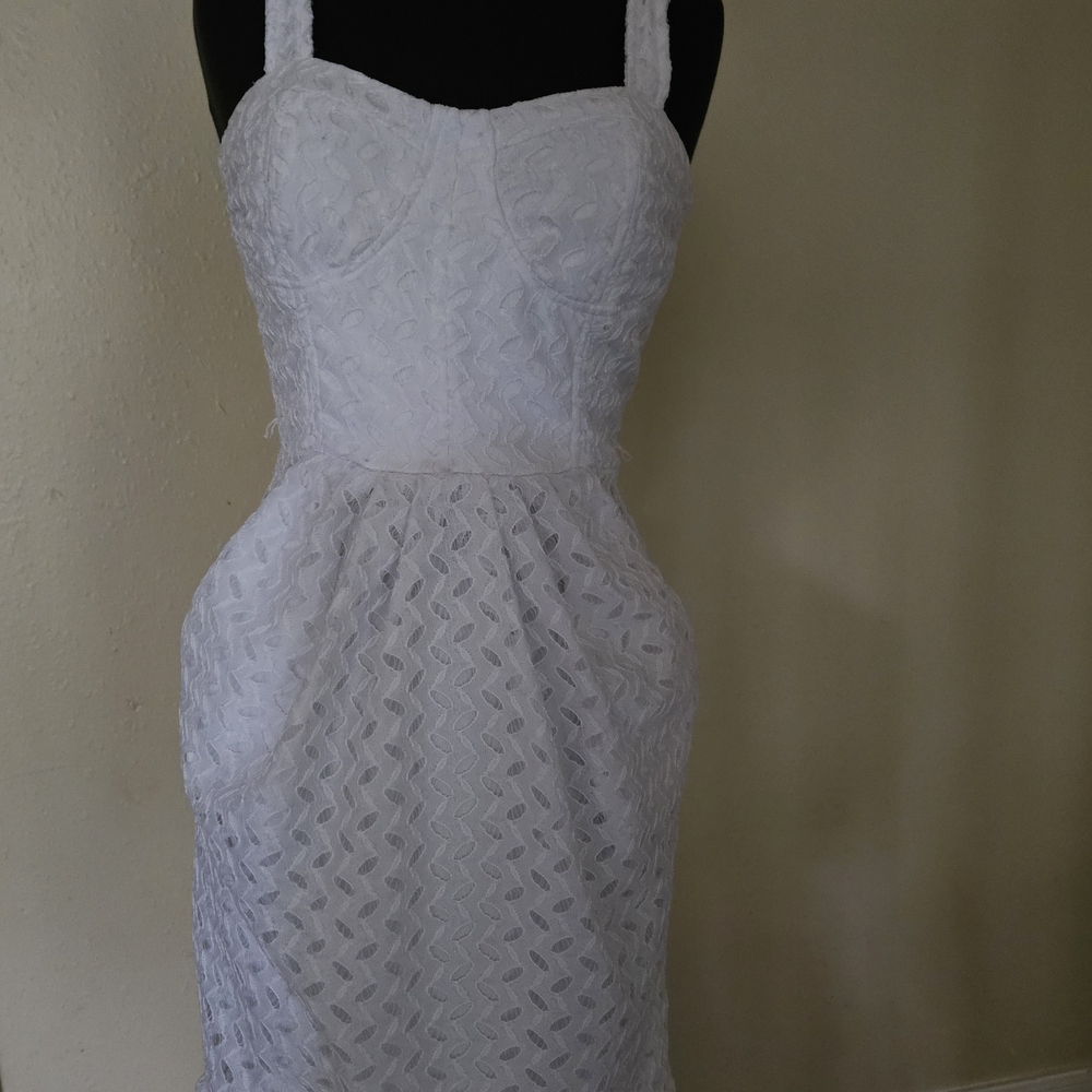 Charlotte Russe White Pleated Sheath Dress